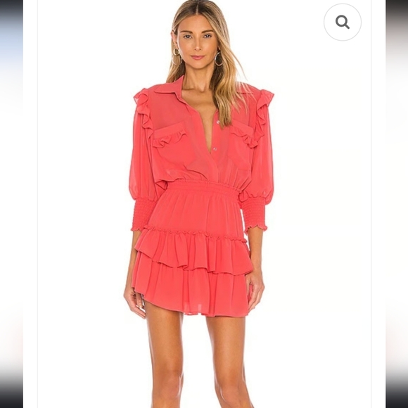 MISA $317 LOS ANGELES Riona mini Dress in Coral Size L - Picture 2 of 5